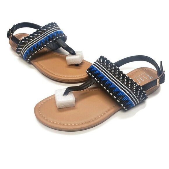 Tiara Los Angeles Roxy Beach Native American Beaded Sandals Womens Size 6 Black - Picture 4 of 6